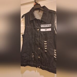 Pro Wrestling Tees Black Denim Vest (MEDIUM)